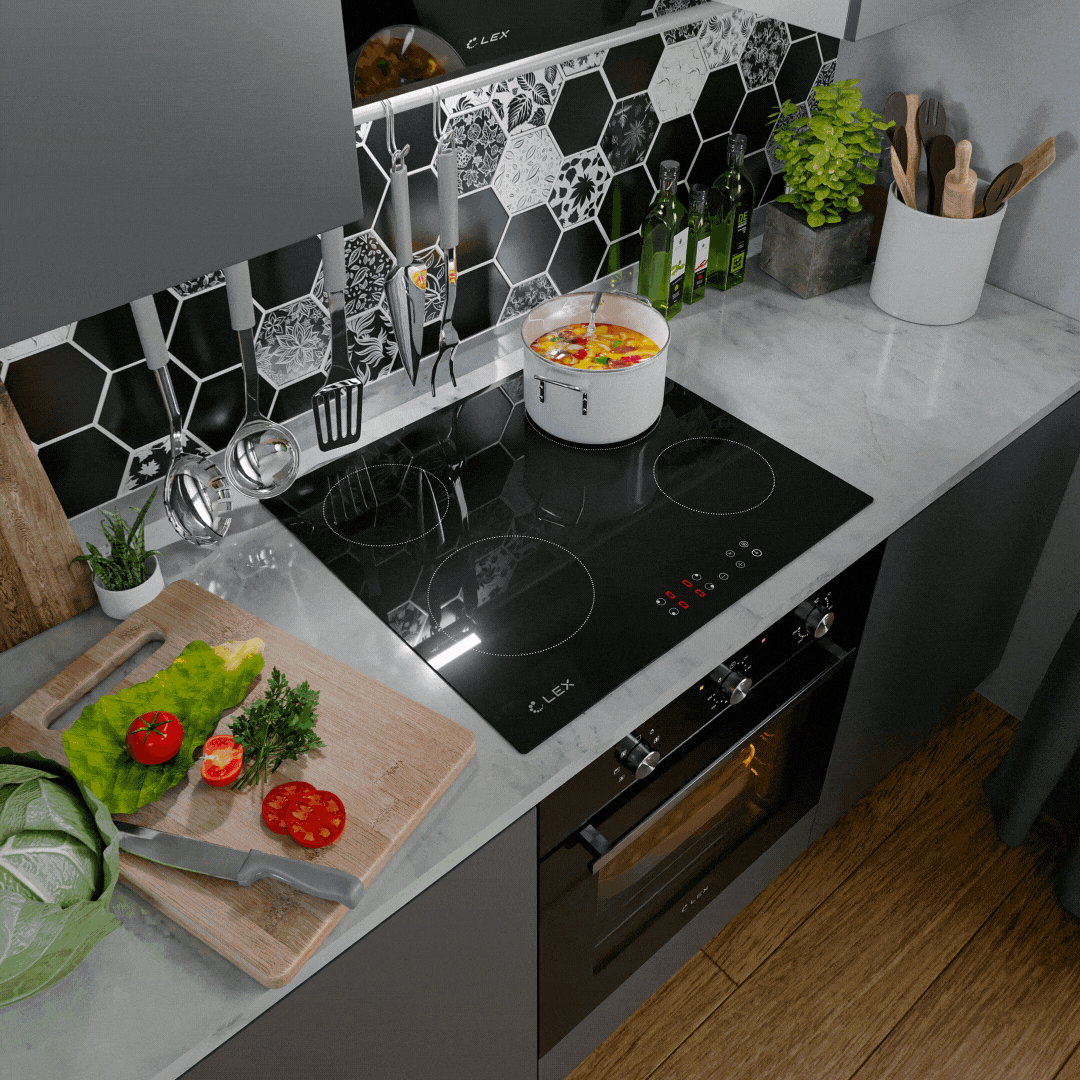 Картинка Lex EVH 640 BL панель стеклокерамическая электрическая