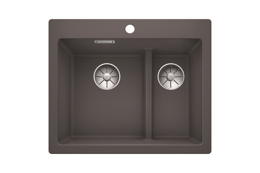 Фото Гранитная мойка Blanсo PLEON 6 Split SILGRANIT PuraDur темная скала