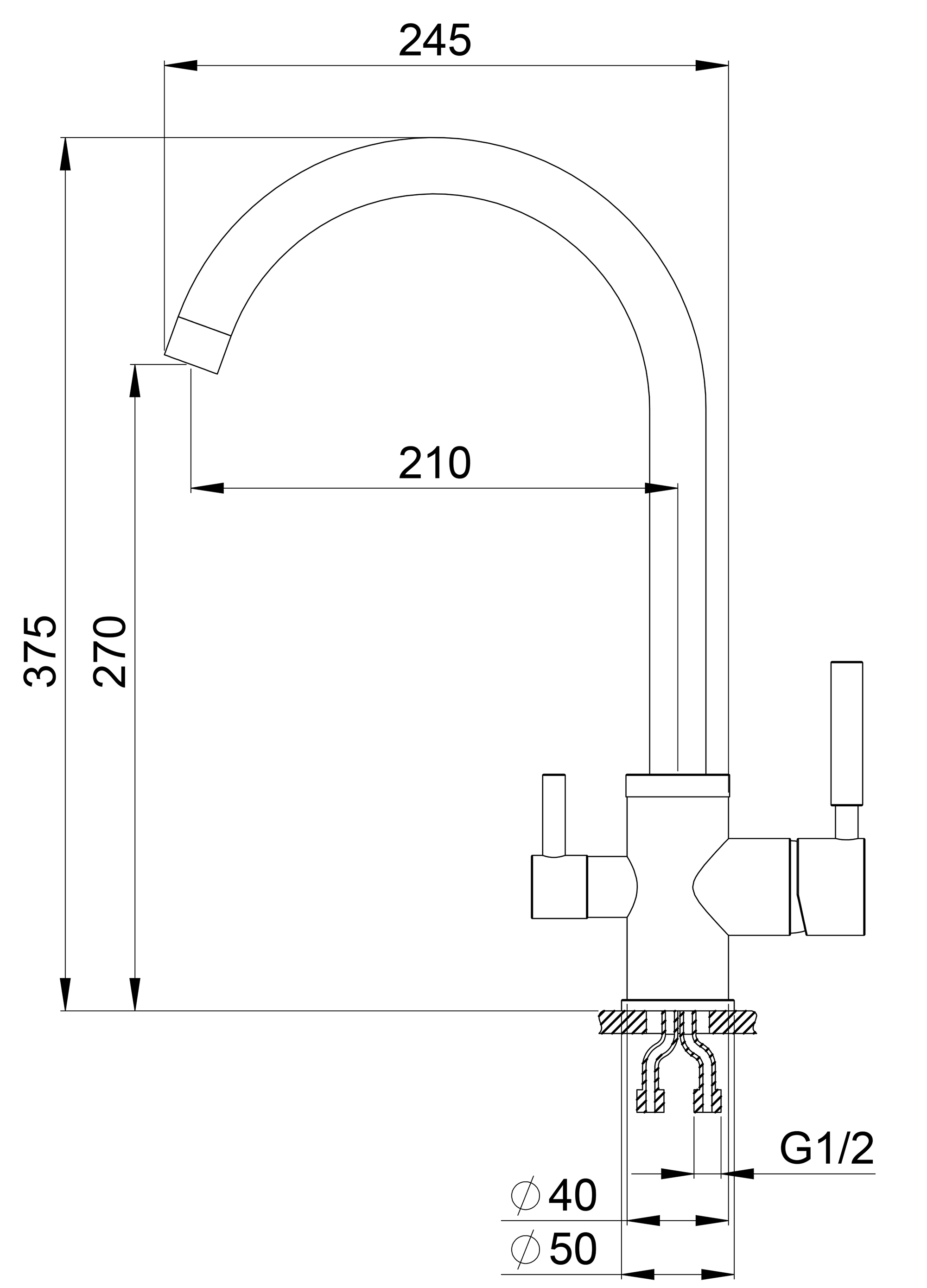 Превью картинка Смеситель для кухни GRANULA 2168, АЛЮМИНИУМ #3