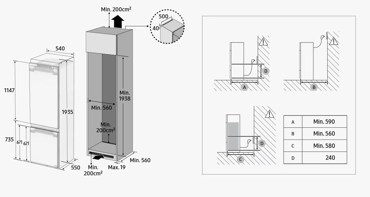 Превью картинка Встраиваемый холодильник с морозильной камерой Samsung BRB80F30BES0EO #8