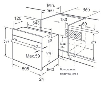 1523305 духовой шкаф встраиваемый korting okb 560 cfx нержавеющая сталь