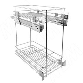 Картинка Vibo ROUND Двухуровневая корзина, 300 мм, с боковым нижн. креплением, направляющие Nova Pro (EGTGMSL30B2C)