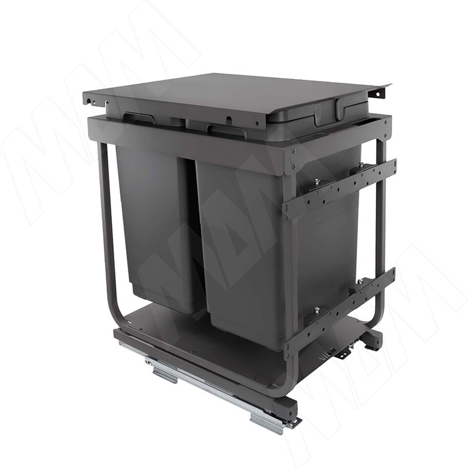 Фото Vibo KOMBI 2.0 M40W Система сортировки и хранения, 2 емкости (20л+20л), креп. фасада, полн.выдв., плавн.закр., направл. Nova Pro, крышка-полка (KOMBI2GME402SCGMRF)