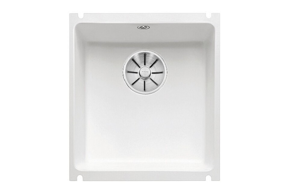 Фото Гранитная мойка Blanсo SUBLINE 375-U керамика PuraPlus глянцевый белый с отв.арм. InFino