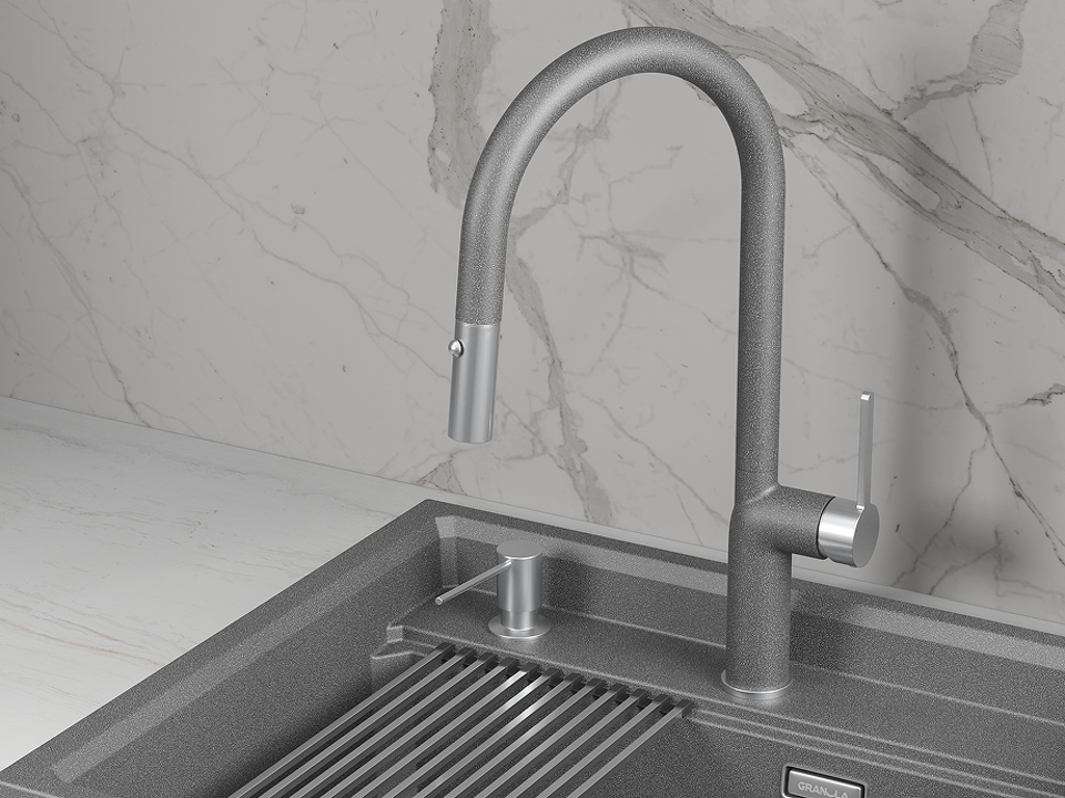 Фото Смеситель для кухни GRANULA 9010, ГРАФИТ