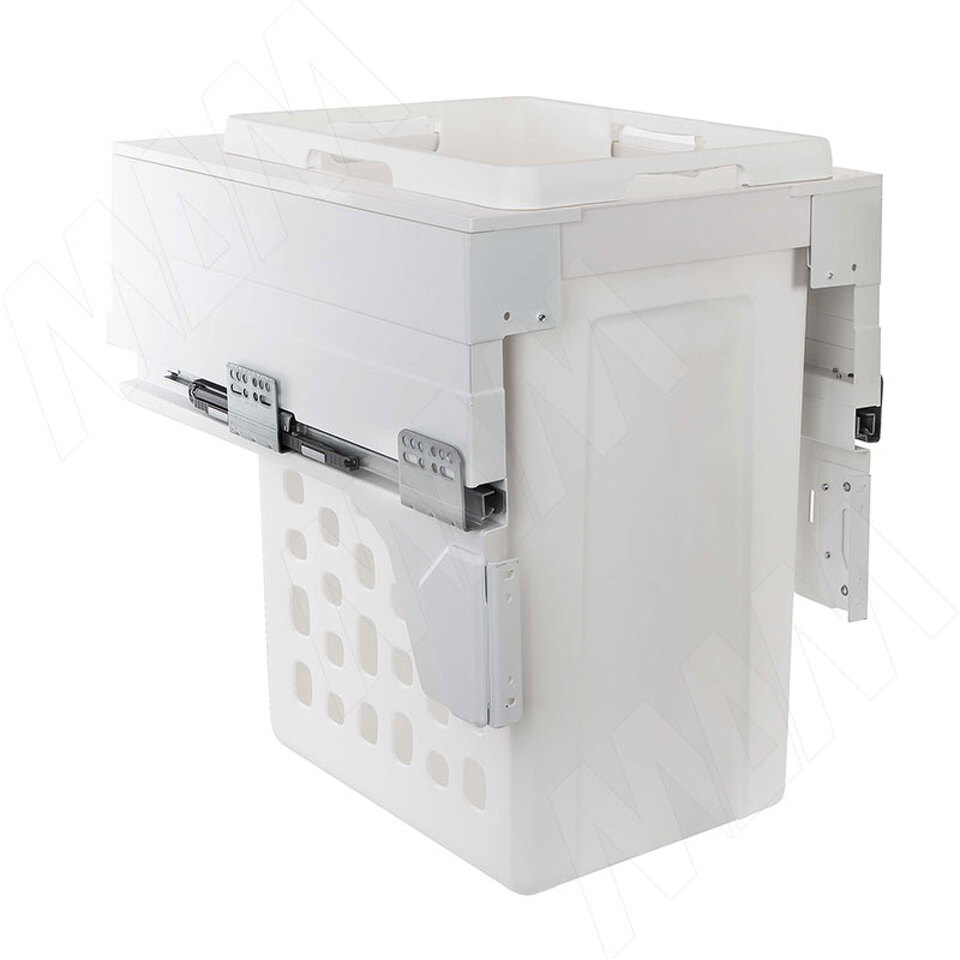 Фото PULSE HAMPER LM45 Корзина для белья выдвижная, 1 емкость (48л), напр.полн.выдв., плавн.закр., креп.фасада, цвет белый (LHM451-48WT)