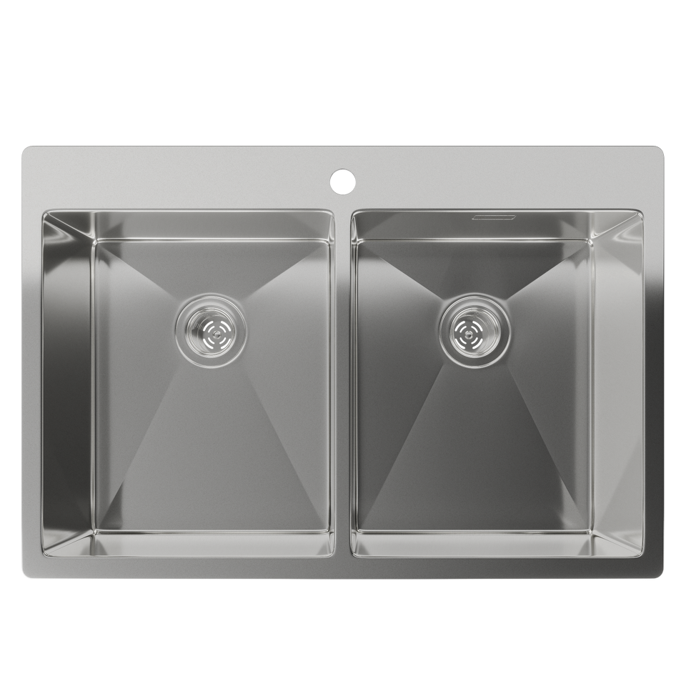 Фото Металлическая мойка Rivelato RINOX 7450 2В нерж.сталь 2 чаши 740*500*200 мм