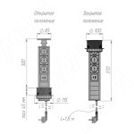 Превью картинка PULSE ПОСТ Выдвижной блок розеток, d=90 мм, 3 розетки, 1 USB, 1 USB Type-C, черный, POST (PO-90-3S1A1C-BL) #4