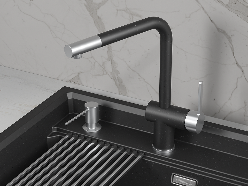 Фото Смеситель для кухни GRANULA 5017, ШВАРЦ
