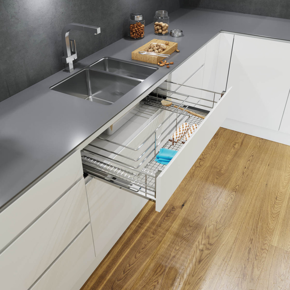 Фото Vauth-Sagel Корзина SAPHIR под мойку, выдвижной фасад 900 мм, хром
