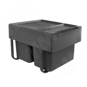 Картинка PULSE EASYBOX F45 Корзина встраиваемая для мусора выдвижная с доводчиком и крышкой-полкой, объём 38 (2x19) л, цвет тёмно-серый (EMB452-38DG)