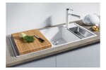 Превью картинка Гранитная мойка Blanсo AXIA III 6 S SILGRANIT PuraDur серый беж чаша справа, разделочный столик ясень c кл.-авт. InFino #2