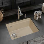 Превью картинка Гранитная мойка Rivelato LINO 554-L 1-чаш 550*440 Темно-бежевый #3