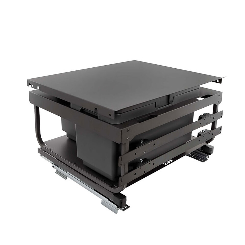 Фото Vibo KOMBI 2.0 MINI M60W Система сортировки и хранения, 2 емкости (20л+20л), креп. фасада, полн.выдв., плавн.закр. направл. Nova Pro, крышка-полка (MKOMBI2GME602SCGMRF)