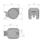 Превью картинка Robby ДИКСОН Опора колесная D50 мм со стопором, прорезиненное колесо, темно-серый/светло-серый, DICKSON (CST16 BR),  Мебельное колесо #6