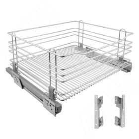 Картинка Vibo ROUND Корзина 600 мм, H 240 мм, с боковым креплением, креп. фасадов, направляющие Nova Pro (CCATGMSL260PACSI)