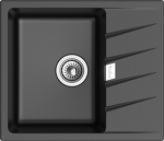 Превью картинка Гранитная мойка Rivelato RAUM 58 1-чаша 580*500мм Черный 502 #1