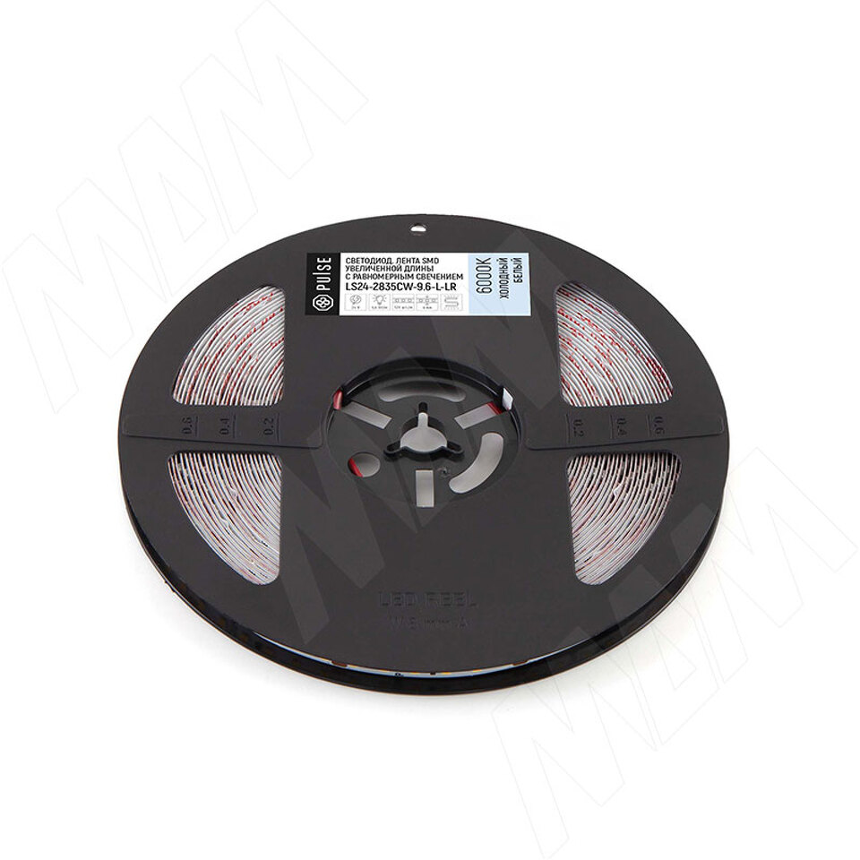 Фото PULSE Лента светодиодная 2835/120, 24V, 15 м, длинное соединение, холодный белый 6000К, IP20, 9.6W/1м (LS24-2835CW-9.6-L-LR)