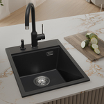 Превью картинка Гранитная мойка Rivelato TESORO 405 1-чаш 400*510 Антрацит 501 #5