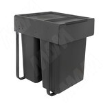 Превью картинка PULSE EASYBOX F45 Корзина встраиваемая для мусора выдвижная с доводчиком и крышкой-полкой, объём 60 (2x30) л, цвет тёмно-серый (EMB452-60DG) #1