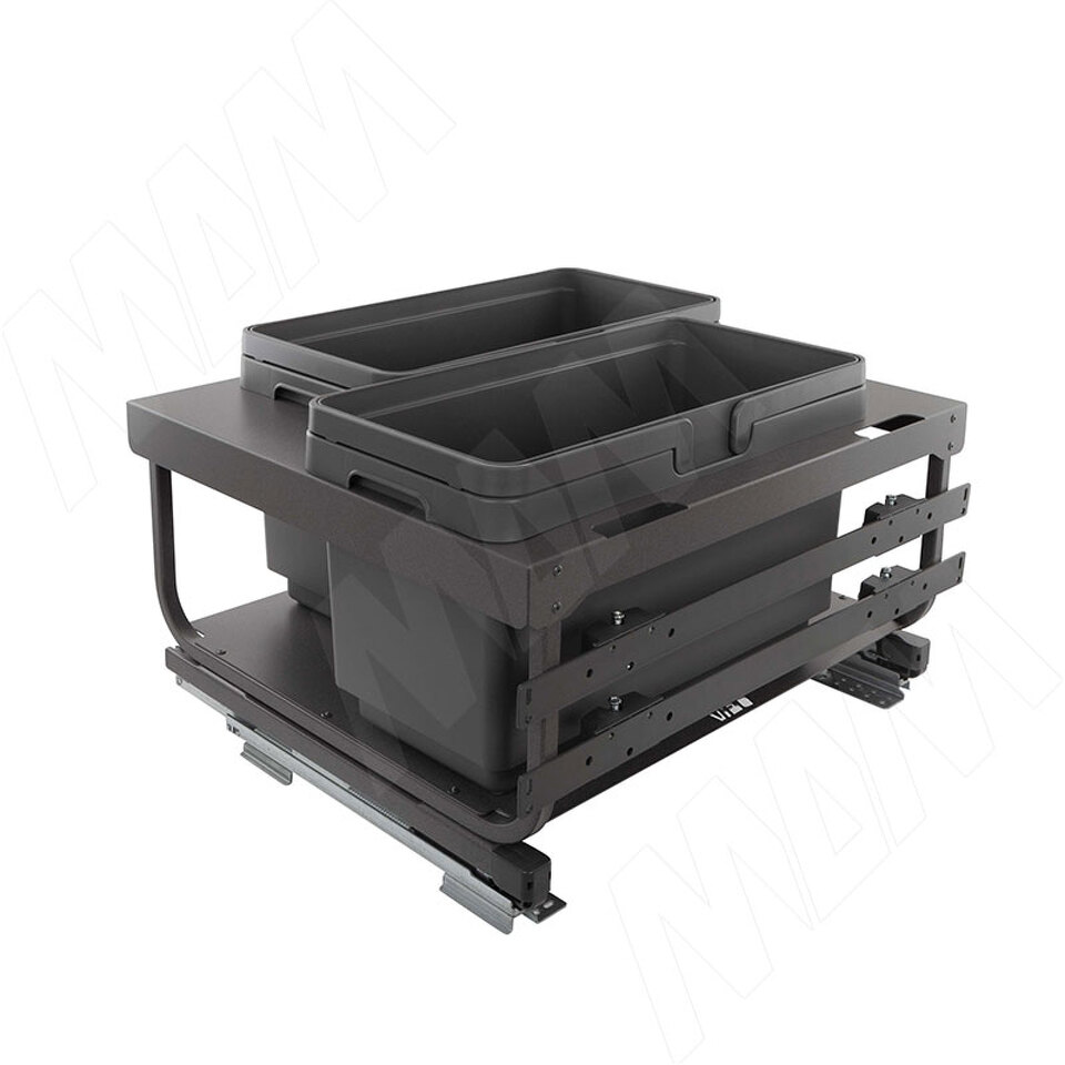 Фото Vibo KOMBI 2.0 MINI M60W Система сортировки и хранения, 2 емкости (20л+20л), креп. фасада, полн.выдв., плавн.закр. направл. Nova Pro (MKOMBI2GME602SCGM)