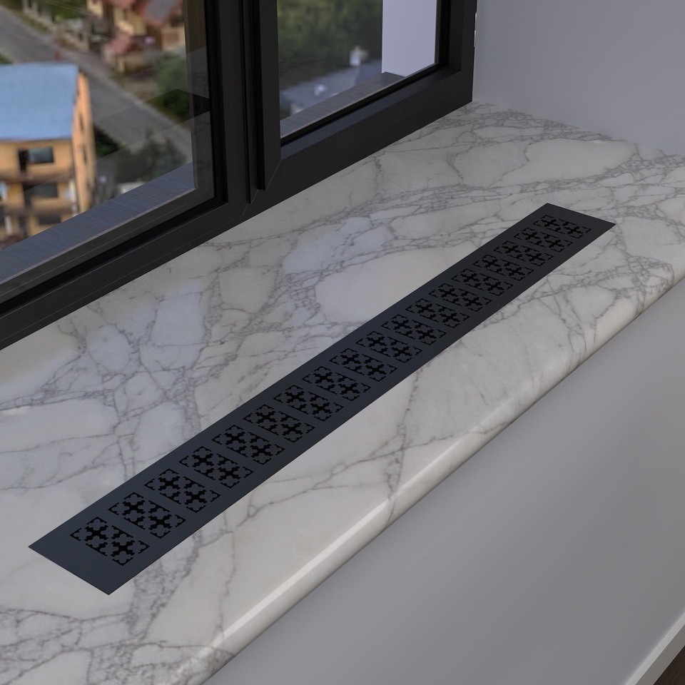 Фото Duslar Решетка вентиляционная с орнаментом 600х80 мм, черный