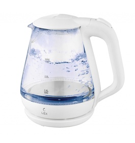 Картинка Lex LXK 30010-1,чайник стеклянный (белый)