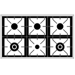 Превью картинка Центр варочный ILVE PD106QNE3/SSC нержавеющая сталь (фурн. хром) #2