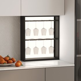 Картинка Duslar Полка LUMINOVA с подсветкой и держателем для бокалов, ширина 500 мм, черный