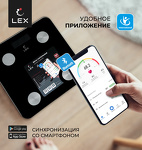 Превью картинка Lex LXBS 9002 напольные умные весы до 180кг, черные #5
