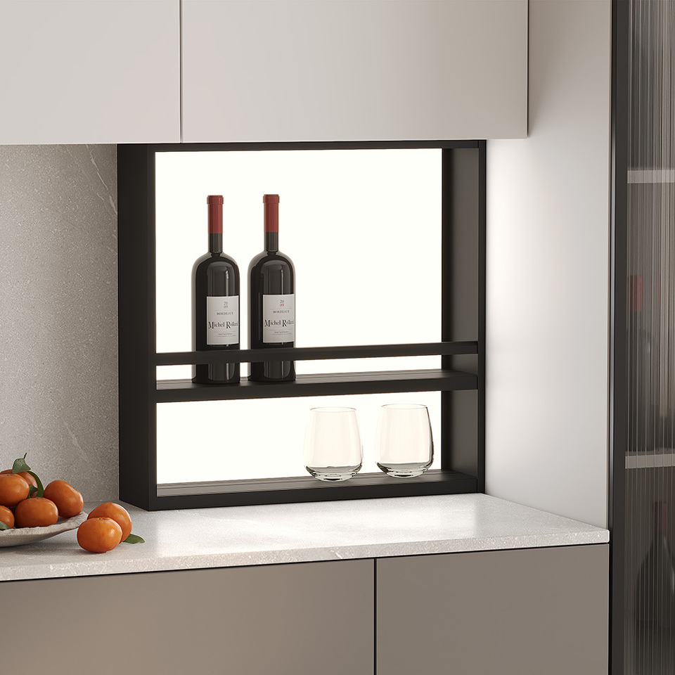 Фото Duslar Полка LUMINOVA с подсветкой и рейлингом, ширина 600 мм, черный