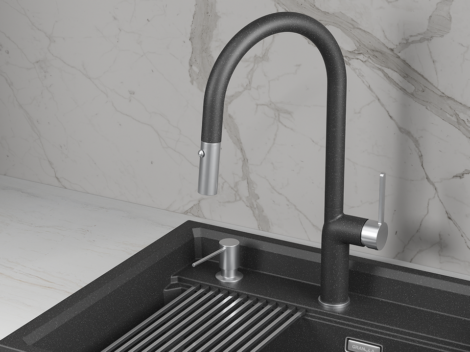 Фото Смеситель для кухни GRANULA 9010, ЧЕРНЫЙ