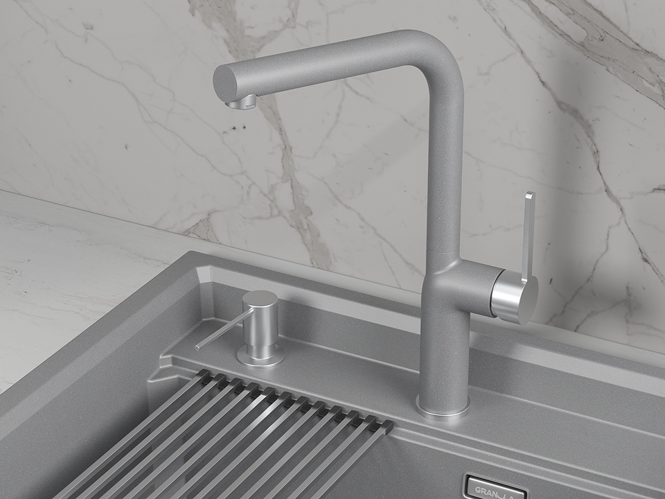 Фото Смеситель для кухни GRANULA 9502, АЛЮМИНИУМ