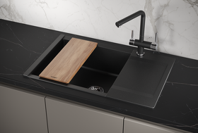 Картинка GRANULA ES-7807, ШВАРЦ (чёрный металлик), кухонная мойка, кварц, ESTETICA