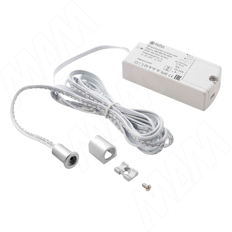 Фото PULSE Выключатель инфракрасный (IR) на взмах руки, врезной, хром матовый, 220V, 250W (SW2-MS-FM-1MCR)