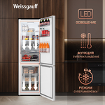 Превью картинка Холодильник с нижней морозилкой Weissgauff WRK 2000 Total NoFrost Inverter White Glass #6