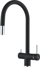 Картинка Rivelato Trevi U-обр. с краном питьевой воды и выдвижной лейкой D-35мм nero cromo