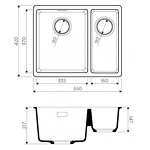 Превью картинка Гранитная мойка Omoikiri Kata 55-2-U-BL Artgranit/черный #2
