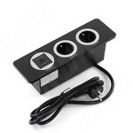 Превью картинка PULSE ДЕСК Открытый блок розеток, 254*80 мм, 2 розетки, 1 USB, 1 USB Type-C, быстрая зарядка, черный, DESK (DS-S-2S1A1C-F-BL) #1