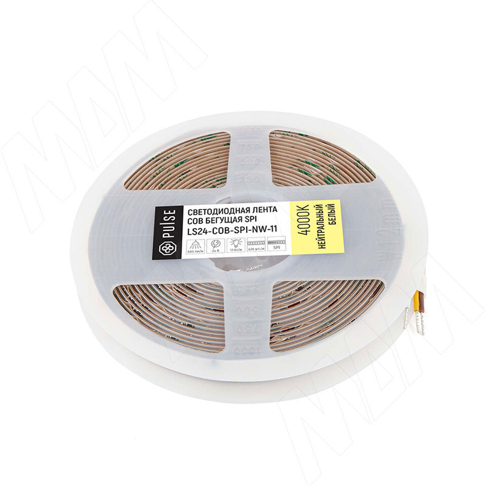 Фото PULSE ЛЮКС COB SPI лента светодиодная, бегущая, 420 диодов, 24V, 5 м, CRI 90, нейтральный белый 4000К, IP20, 11W/1м, LUX (LS24-COB-SPI-NW-11)