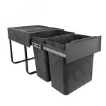 Превью картинка PULSE EASYBOX F45 Корзина встраиваемая для мусора выдвижная с доводчиком и крышкой-полкой, объём 50 (2x25) л, цвет тёмно-серый (EMB452-50DG) #2