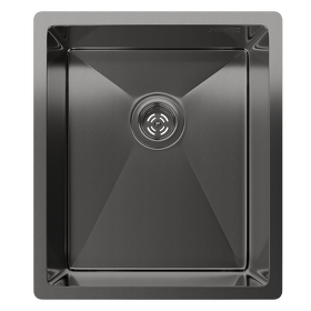 Картинка Rivelato RINOX 3844 UN PVD black нерж.сталь подстольный монтаж 1 чаша 380*440*200 мм