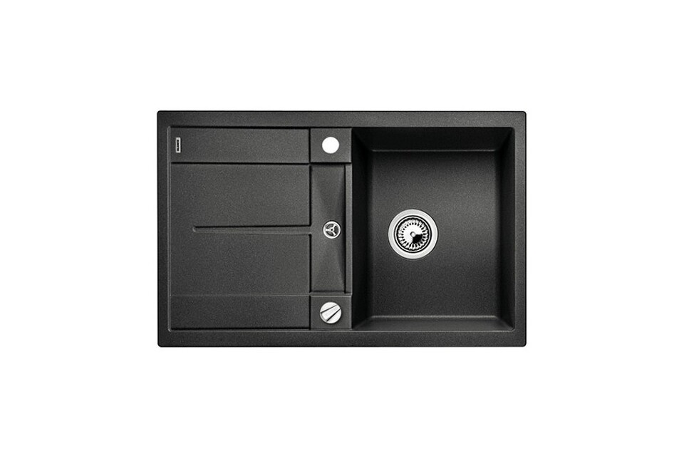 Фото Гранитная мойка Blanсo METRA 45 S SILGRANIT PuraDur антрацит с клапаном-автоматом