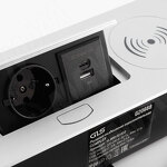Превью картинка PULSE Выдвижной блок розеток, 265*118 мм, 1 розетка, USB, USB type-C, беспроводная зарядка, серебро (RBS-S-2USB-CW-SL) #3