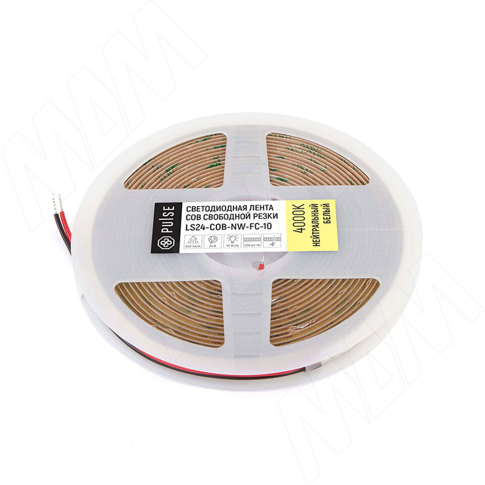 Фото PULSE ЛЮКС COB лента светодиодная, 528 диодов, 24V, свободная резка, 5 м, CRI 90, нейтральный белый 4000К, IP20, 10W/1м, LUX (LS24-COB-NW-FC-10)