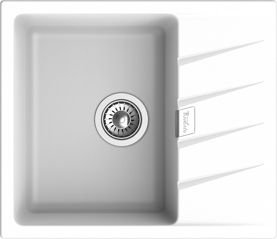 Фото Кварцевая мойка Rivelato RAUM 58 1-чаша 580*500мм brina