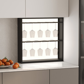 Картинка Duslar Полка LUMINOVA с подсветкой и держателем для бокалов, ширина 600 мм, черный