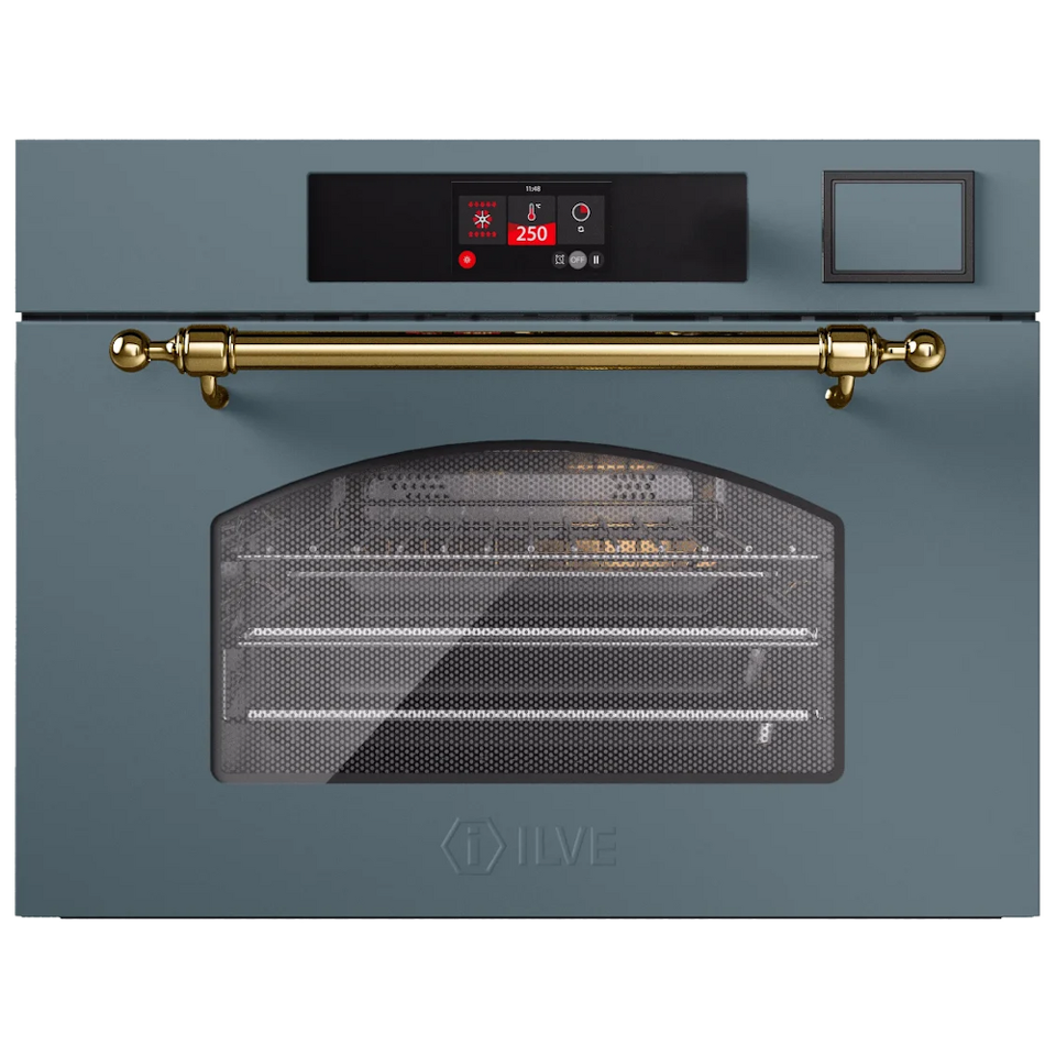 Фото Электрический духовой шкаф ILVE 645NHSW1/BGG серо-голубой (фурн. латунь)