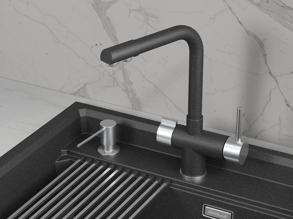 Фото Смеситель для кухни GRANULA 5008, ЧЁРНЫЙ