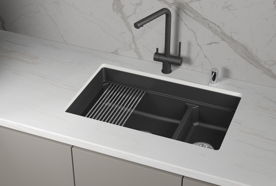 Фото Кварцевая мойка GRANULA 7304iU, ЧЁРНЫЙ